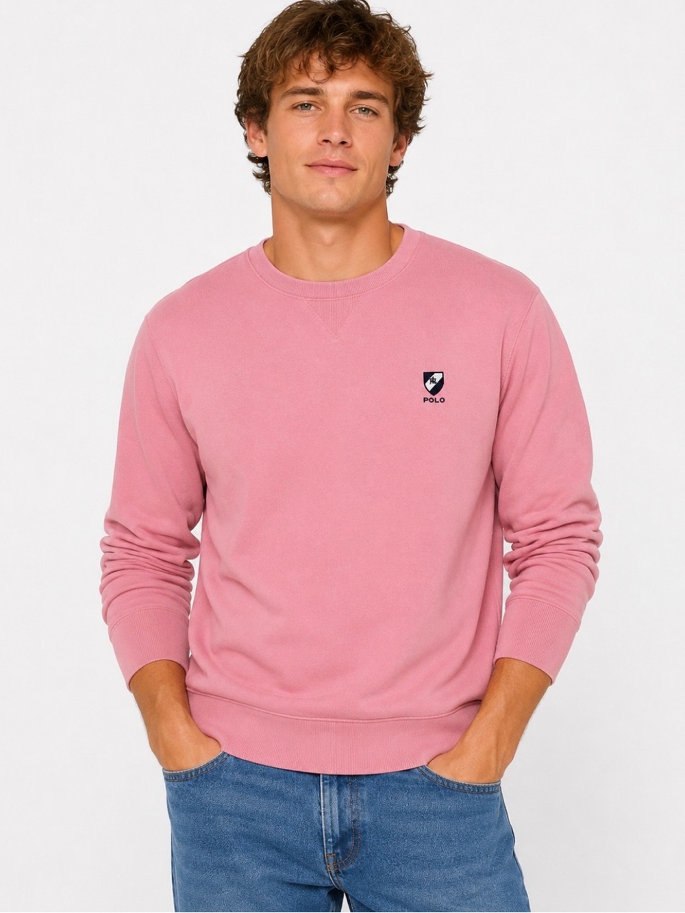 Polo Ralph Lauren Pink Crewneck Sweatshirt Men’s L Cotton Blend Embroidered Logo